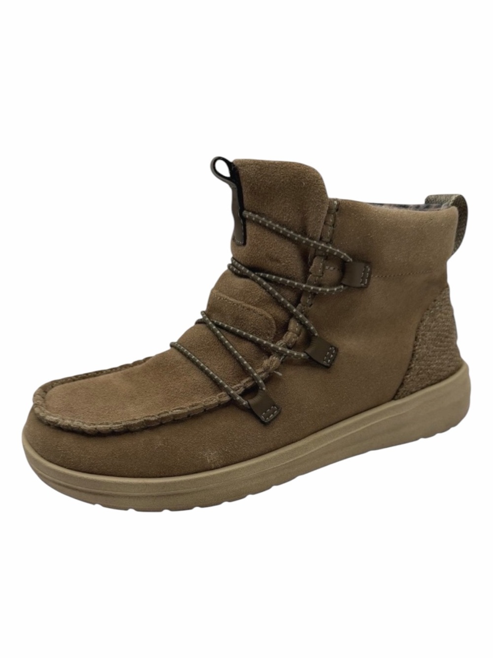 Hey Dude Britt Patchwork Boots Women 6 Java Brown Ankle Gorpcore Rustic Outdoor